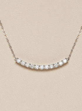 AHCHOO 静奢火彩爆闪莫桑钻石微笑弧形项链小众高级S925银锁骨链