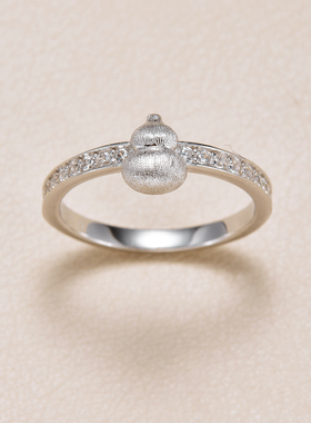 AHCHOO 静奢手工拉丝镶钻S925纯银葫芦戒指福禄指环纳福女礼物