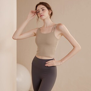 春夏固定胸垫健身衣背心修身显瘦瑜伽服吊带衫跑步运动T恤上衣女