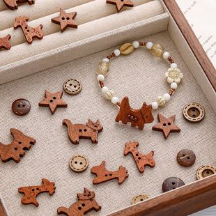 木头纽扣可爱动物椰壳纽扣手工diy饰品手串手链项链挂件配件材料