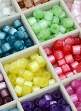 12x10mm大孔仿猫眼树脂珠桶珠串珠散珠DIY手串手机链车挂发饰配饰