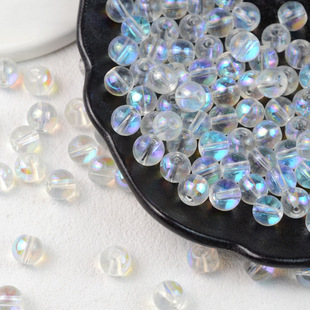 10mm电镀炫彩透明琉璃小灯泡蛋白石玻璃珠串珠DIY手链手串配件