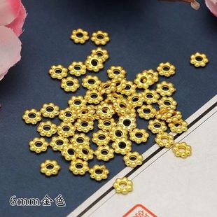 100片保色合金6mm雪花隔片diy手工饰品配件串珠手链古风发暂材料