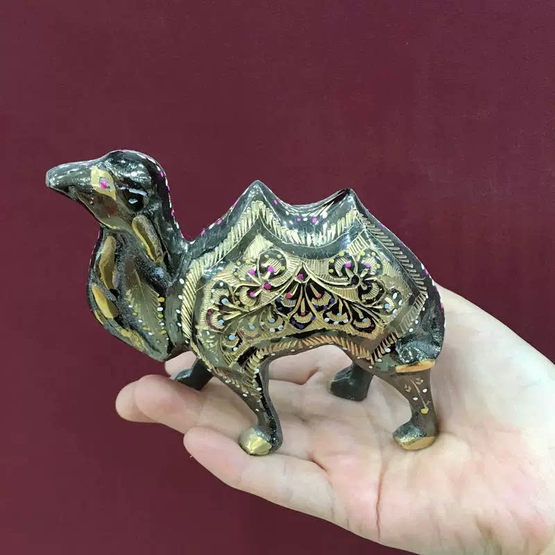 巴基斯坦铜器彩点骆驼动物摆饰手工艺术铜马家居餐厅摆件艺术