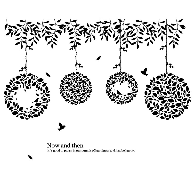 田园清新花盆吊篮服装店铺橱窗玻璃贴客厅沙发电视背景墙装饰贴画