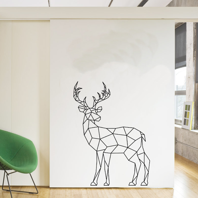 北欧风鹿角像手绘时尚麋鹿服装店咖啡馆甜品店橱窗玻璃贴装饰墙贴