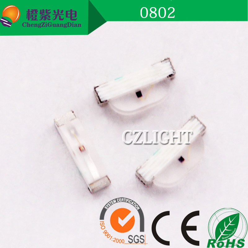 0805侧面发光led灯珠0802橙色高亮贴片led发光二极管0802橙光橙灯