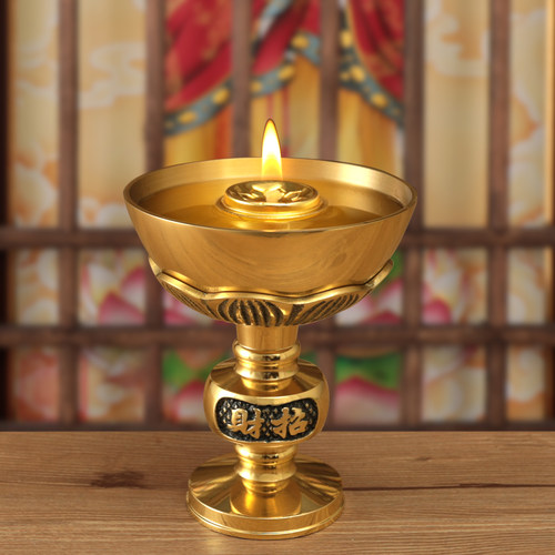 纯铜油灯家用供佛招财莲花灯供奉油食用香油长明灯盏烛台佛前供灯