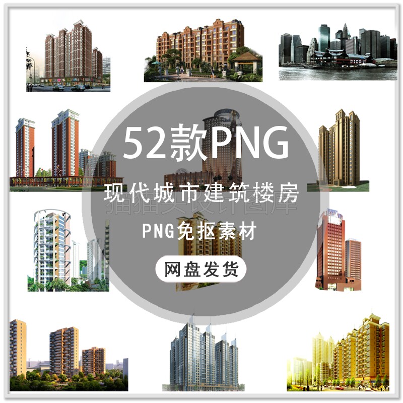 现代城市大都市建筑城市小区住宅楼盘城市楼房建筑PNG免扣素材
