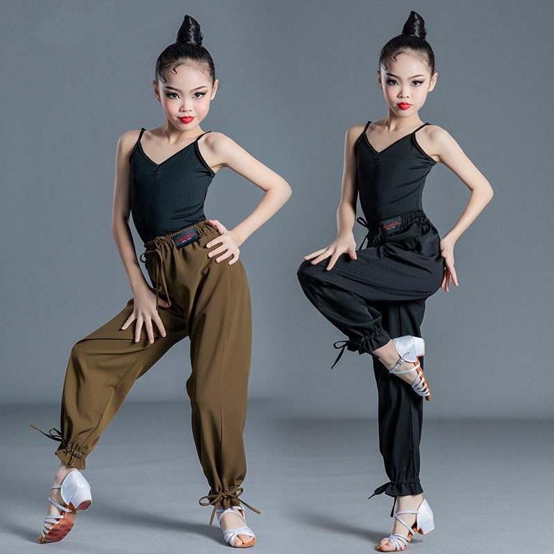 女童夏季拉丁舞服练功服儿童分体吊带练习长裤套装专业表演出舞蹈