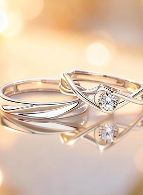 DR情侣对戒S999纯银戒指一对轻奢高级感闭口对戒生日礼物送男女友