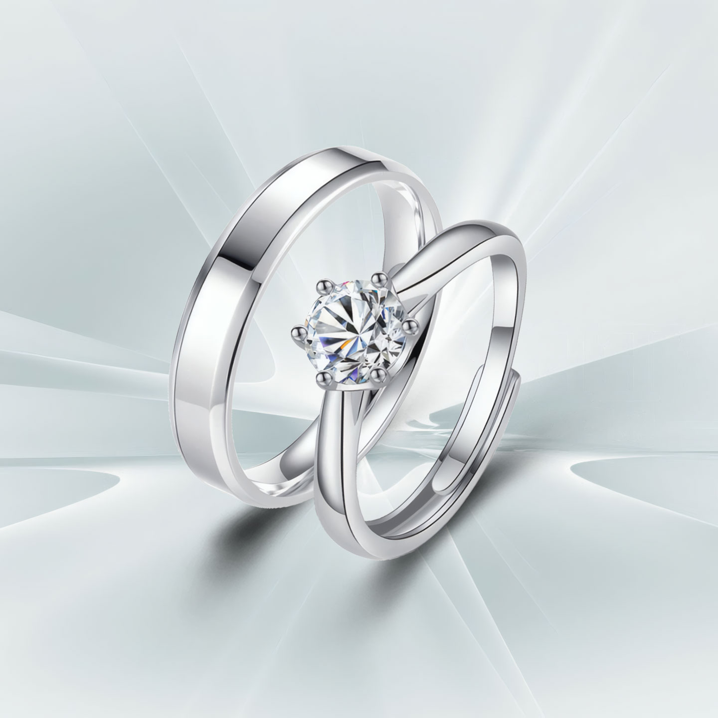 DR钻戒情侣对戒纯银999一对婚戒对戒求婚结婚莫桑石戒指圣诞礼物