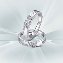 DR永结同心情侣戒指999纯银一对男女求婚结婚对戒生日礼物送女友