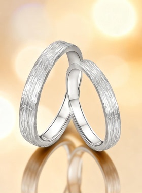 DR情侣戒指999纯银一对男女小众素圈对戒原创设计生日礼物送女友