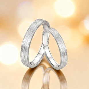 DR情侣戒指999纯银一对男女小众素圈对戒原创设计生日礼物送女友