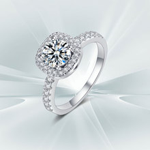 DR莫桑石钻戒女纯银1克拉D色豪华婚戒方糖求婚结婚订婚戒指送女友