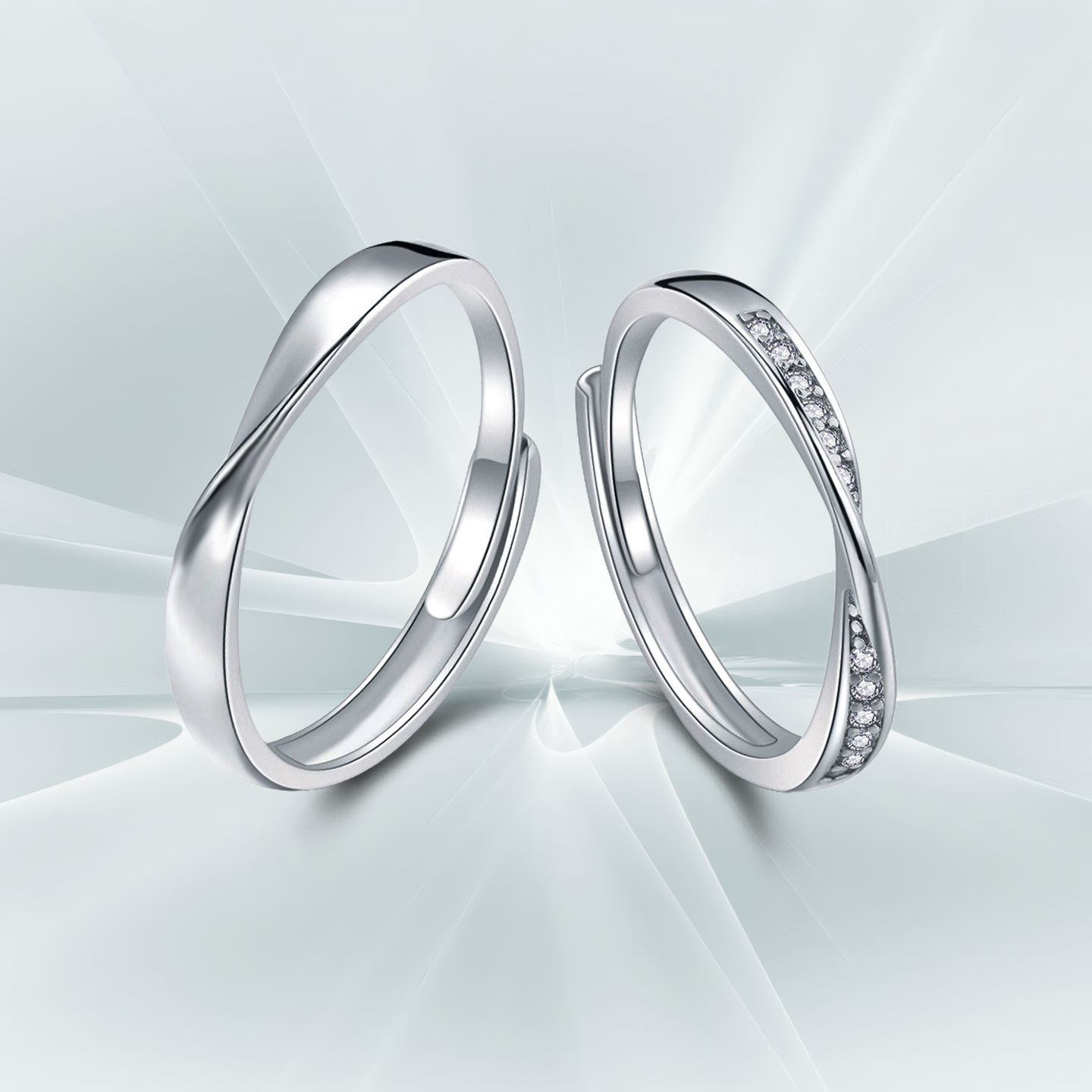 DR莫比乌斯环情侣戒指999纯银一对小众设计对戒生日礼物送男女友