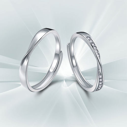 DR莫比乌斯环情侣戒指999纯银一对小众设计对戒生日礼物送男女友