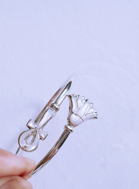 古埃及展进口银饰首饰天然贝母镶嵌莲花安卡十字架组合女款手镯