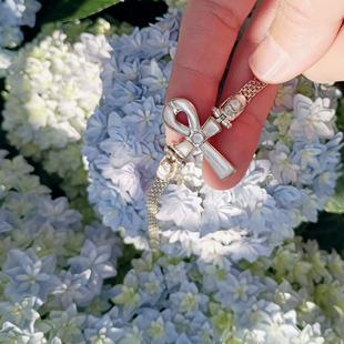 古埃及风流行首饰手工银镶嵌安卡安克生命之匙十字架手链清新