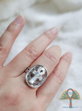 埃及男女银古埃及风手工戒指