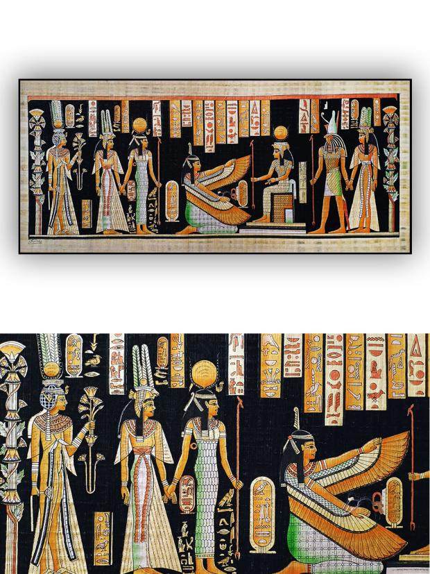 多款式 埃及进口何露斯哈索尔众神手工莎草纸客厅画玄关