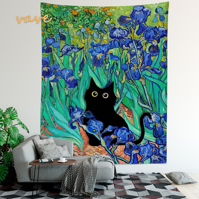 搞怪黑猫闯进名画艺术挂毯