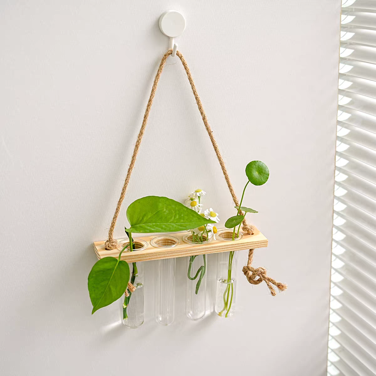 原木壁挂试管小花瓶水培玻璃花器创意墙面装饰背景墙挂饰墙上摆件,家居饰品,装饰摆件,淘宝优惠券,粉丝福利购,淘宝优惠卷