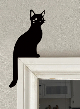 创意金属黑色猫咪门框门角装饰门顶装饰窗户室内墙面背景摆件