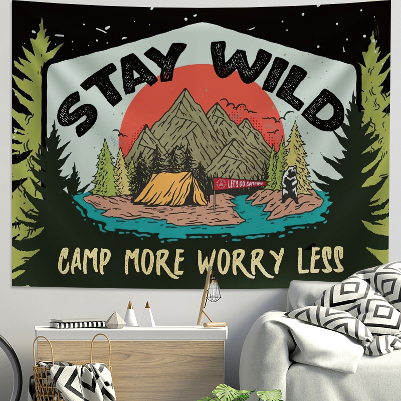 户外美学风背景布露营camplife