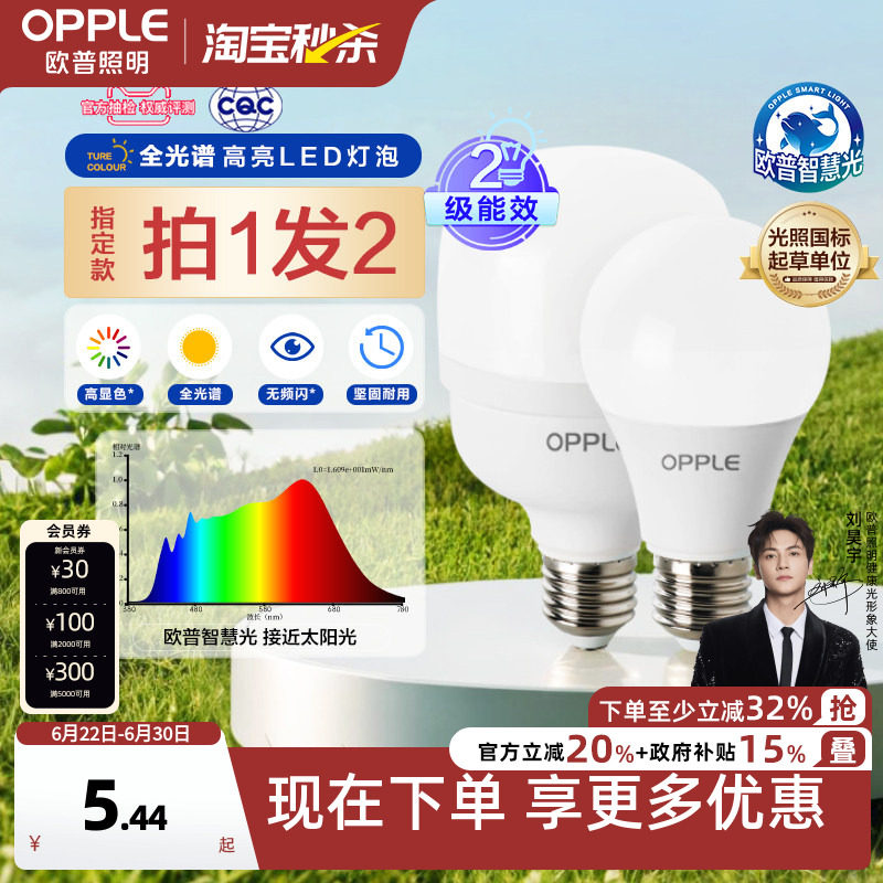 欧普led灯泡全光谱高显色节能家用大功率超亮E27E14螺口光源QP - 实物图