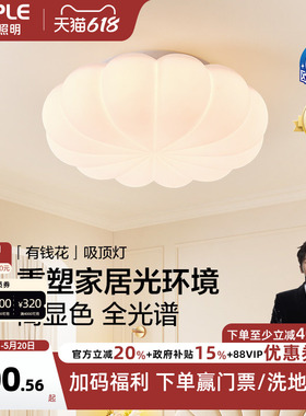 26新-欧普/有钱花/奶油风全光谱护眼吸顶灯具饰卧室书房儿童房DD