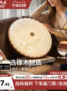 欧普/中古南瓜/中古风吸顶灯宋式美学全光谱智控护眼卧室书房DD