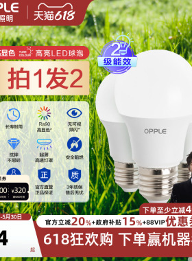 欧普高显色led灯泡节能灯泡e14e27螺口球泡灯超亮led照明单灯光源