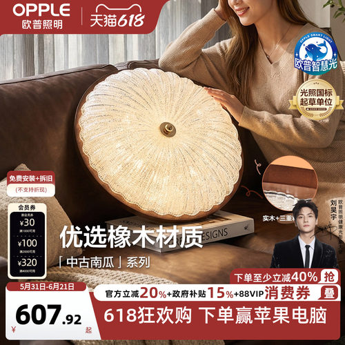 欧普/中古南瓜/中古风吸顶灯宋式美学全光谱智控护眼卧室书房DD