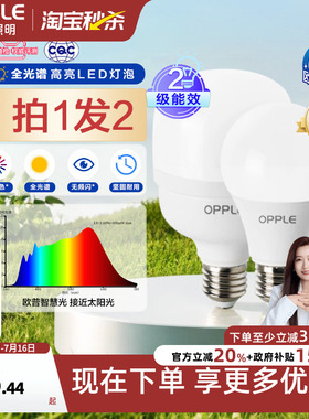 欧普led灯泡全光谱高显色节能家用大功率超亮E27E14螺口光源QP