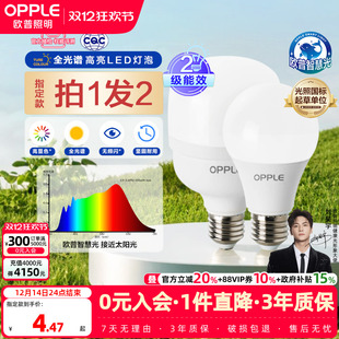 欧普led灯泡全光谱高显色节能家用大功率超亮E27E14螺口光源QP