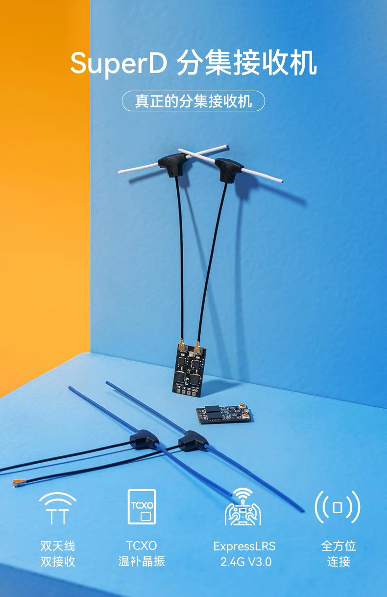 BETAFPV SuperD分集接收机穿越机FPV长距离ELRS 2.4G/915/868MHz - 实物图
