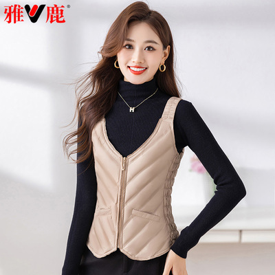 轻薄马甲短款背心雅鹿90%白鸭绒