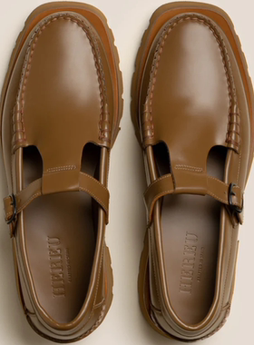 西班牙 HEREU T字扣皮鞋 乐福鞋 厚底玛丽珍鞋 女 松糕底