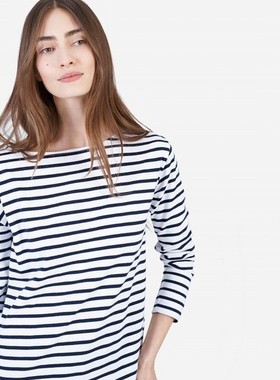 everlane 纯棉长袖T恤女 条纹衫 海魂衫The Heavyweight Tee