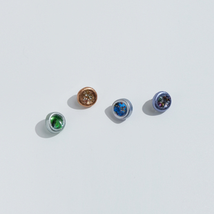 tickle原创闪亮彩色圆形耳钉手工不规则小众设计艺术酷帅耳饰耳夹