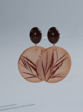 tickle原创设计复古新中式天然植物圆形夸张简约大方气质耳饰耳钉