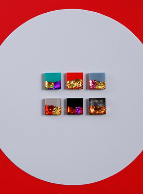 丢了一只高级几何矿石方形酷帅冷淡金箔耳钉辣妹耳环无耳洞耳夹