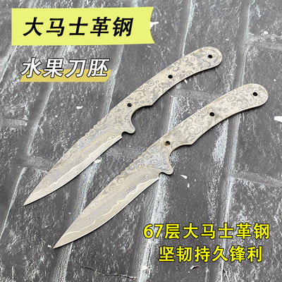 67层大马士革钢水果刀刀胚手工diy刀超锋利厨房果皮刀家用厨刀