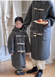 儿童双面羊绒套装 现货专拍链接韩版 儿童冬中大童加厚毛呢外套男