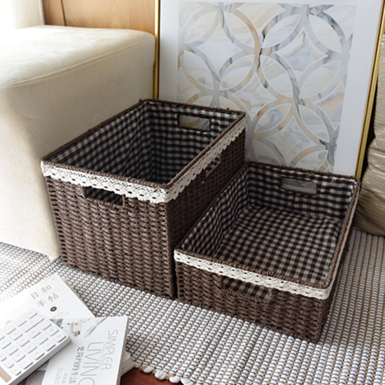 田园草藤编织玩具杂物篮子收纳箱