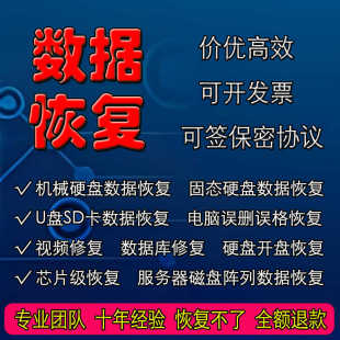 电脑移动机械硬盘开盘数据恢复sd卡U盘视频修复数据库修复服务