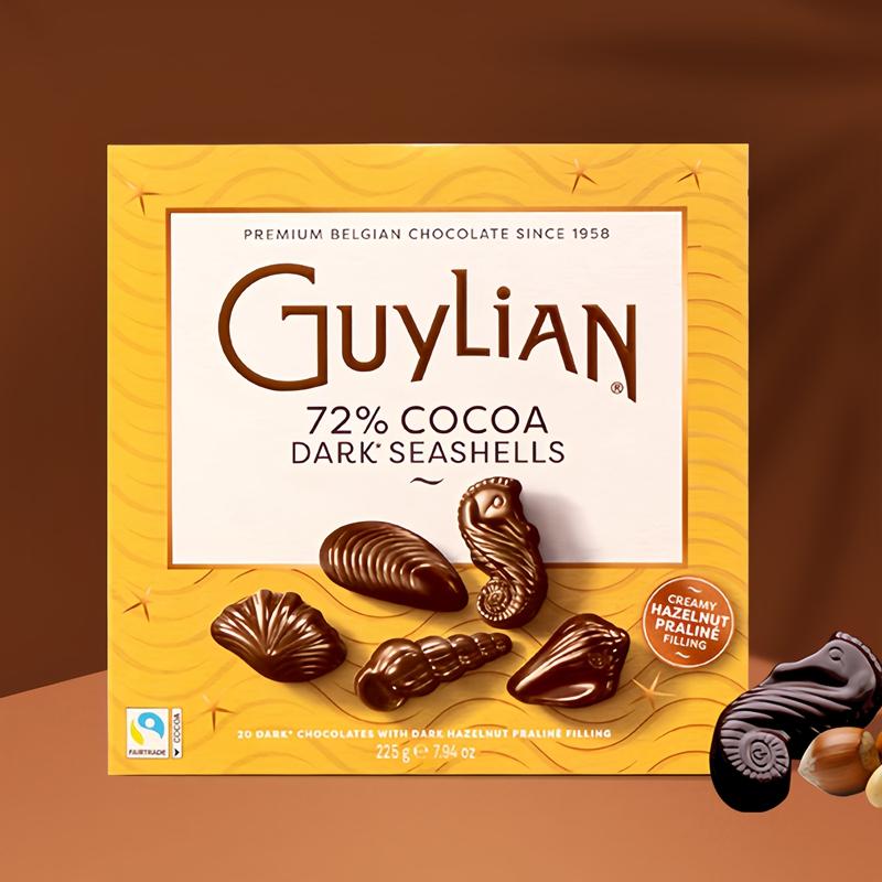 比利时吉利莲72%榛子黑巧克力制品经典礼盒20粒225g 十款造型黑巧