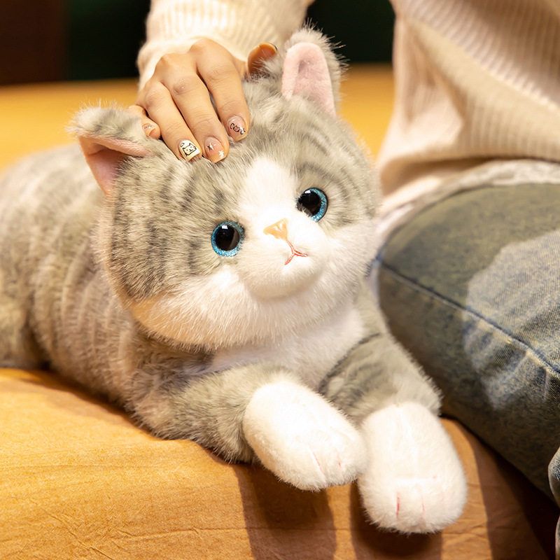 可爱毛绒玩具正版抱枕趴花猫仿真